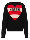 Moschino Heart Graphic Knit Sweater With Crew Neckline In Black