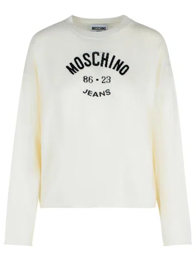MOSCHINO MOSCHINO JEANS IVORY VIRGIN WOOL SWEATER
