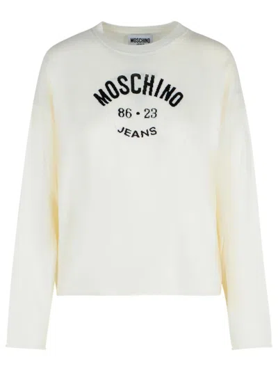 MOSCHINO MOSCHINO JEANS IVORY VIRGIN WOOL SWEATER
