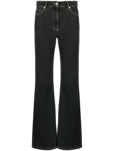 Moschino Jeans Logo-patch High-waisted Straight-leg Jeans In 1555 Fantasia Nero
