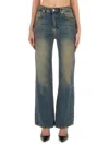 Moschino Cotton Denim Flare Pants In Blue