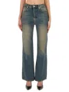 Moschino Cotton Denim Flare Pants In Blue