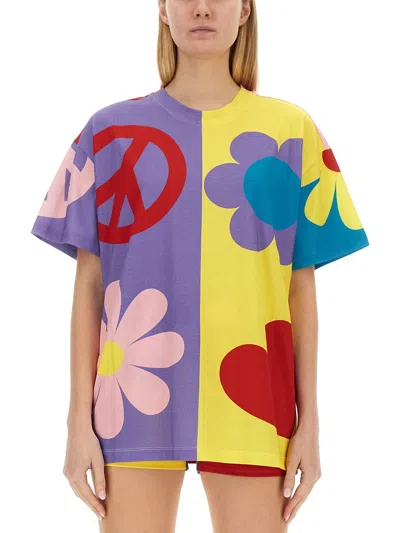 Moschino Jeans Jersey T Shirt Symbols In Multi
