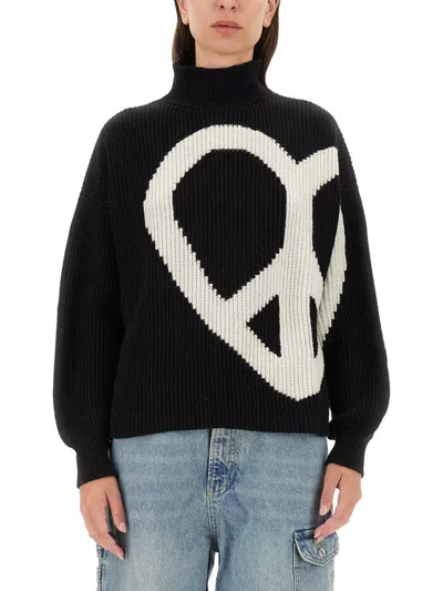 Moschino Jeans Jersey With Logo In Black