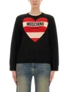 Moschino Heart Graphic Knit Sweater With Crew Neckline In Black
