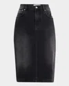 Moschino Stretch Cotton Denim Skirt In Black