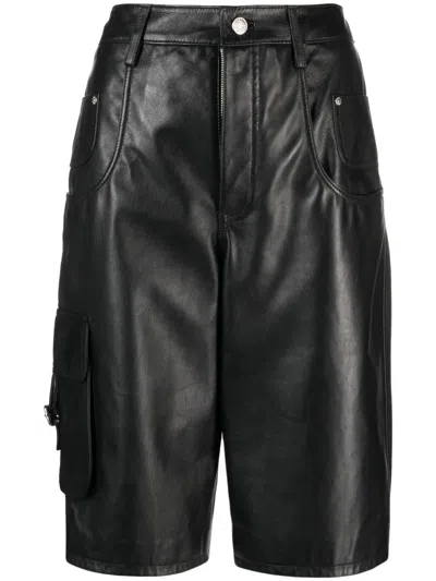 Moschino Knee-length Leather Shorts In Black