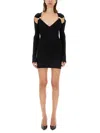 Moschino Jeans Long-sleeve Pearl Mini Dress In Black