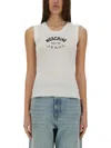 Moschino Jeans Knit Top With Inlay Logo In White
