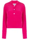 Moschino Knitted Long-sleeve Polo Collar In Pink