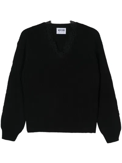 Moschino Jeans Lace-detail Sweater In Black