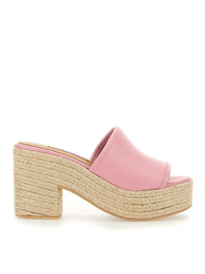 Moschino Jeans Leather Sandal In Pink