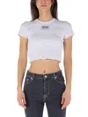 MOSCHINO JEANS LETTUCE HEM CROPPED T-SHIRT