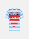 Moschino Striped Crew Neck Graphic Print Top