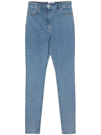 Moschino Jeans Logo-engraved Button Jeans In Blue