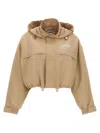 Moschino Jeans Logo Printed Cropped Jacket In Beige