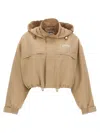 Moschino Jeans Logo Printed Cropped Jacket In Beige