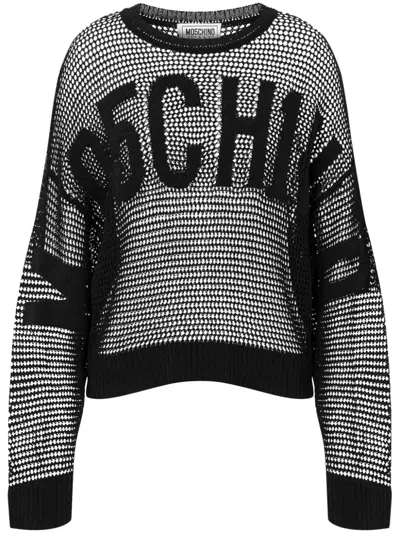 Moschino Jeans Logo-jacquard Sweater In Black