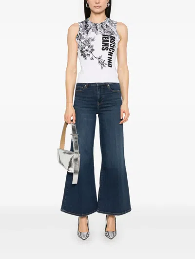 Moschino Jeans Logo-jacquard Tank Top In Weiss