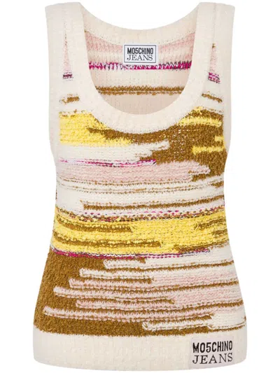 MOSCHINO JEANS LOGO-PATCH KNITTED TOP