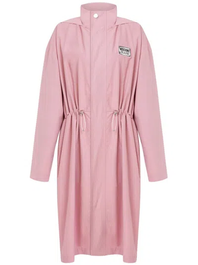 Moschino Jeans Logo Patch Parka In Pink