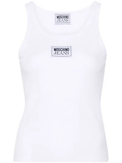 MOSCHINO JEANS LOGO-PATCH RIBBED TANK TOP