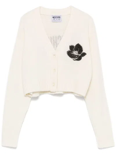 Moschino Logo-print Cardigan In Neutrals