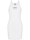 Moschino Logo Print Cotton Blend Dress In White