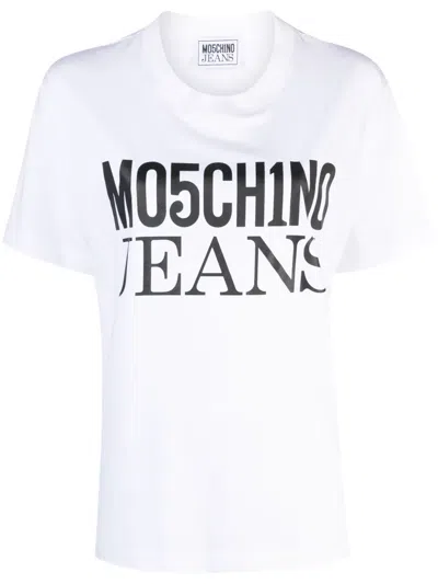 Moschino Jeans Logo-print Cotton T-shirt In White