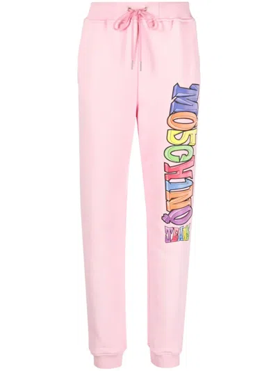 Moschino Jeans Logo-print Cotton Track Pants In Pink