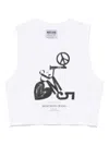 Moschino Jeans Cropped Top With Print In White