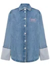 Moschino Jeans Logo-print Denim Shirt In Blue