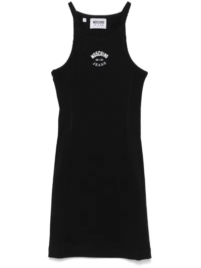 Moschino Jeans Logo-print Mini Dress In Black