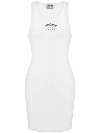 Moschino Jeans Logo-print Mini Dress In White