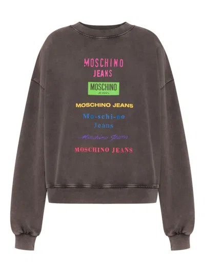 Moschino Jeans Logo-print Sweatshirt In Gray
