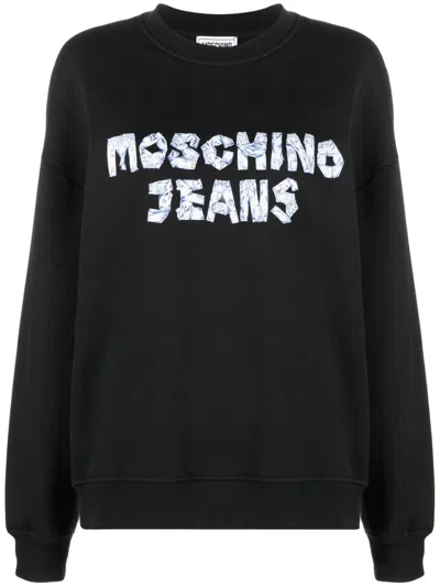 Moschino Jeans Logo-print Sweatshirt In Black
