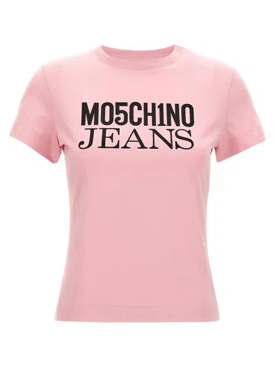 Moschino Jeans Logo Print T-shirt In Pink