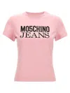 Shop Moschino Jeans Logo Print T-shirt In Pink