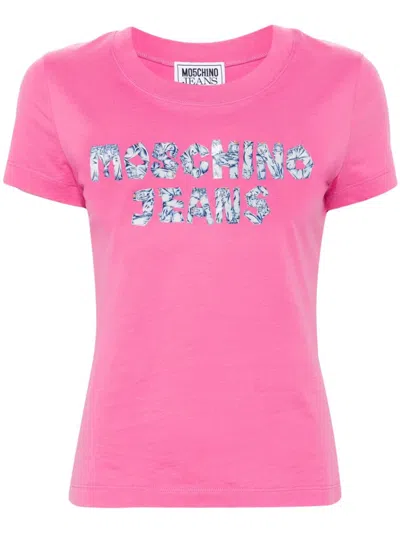 Moschino Jeans Logo-print T-shirt In Pink