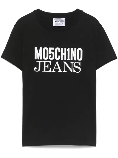 Moschino Jeans T-shirt Mit Logo-print In Schwarz
