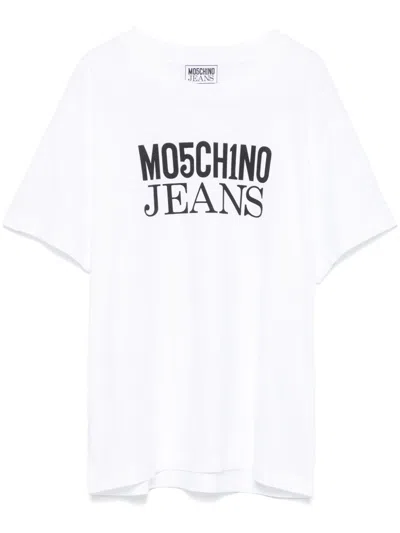 Moschino Jeans Jacquard-logo Knitted Mini Dress In White