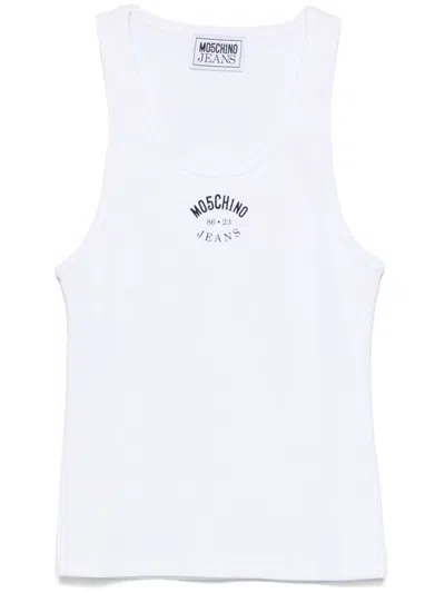 Moschino Jeans Logo-print Tank Top In White