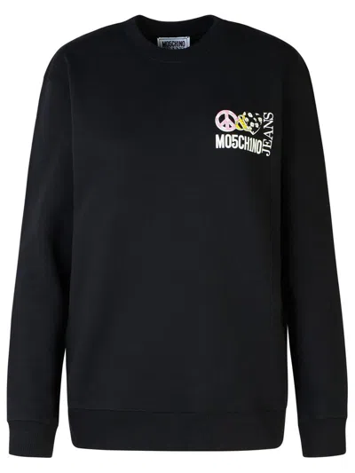 Moschino Jeans Logo Printed Crewneck Sweatshirt In Black