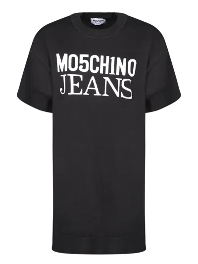 Moschino Jeans Logo Printed Crewneck T In Black