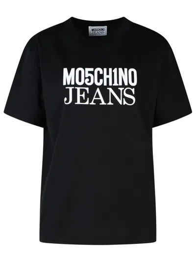 Moschino Jeans Logo Printed Crewneck T In Black