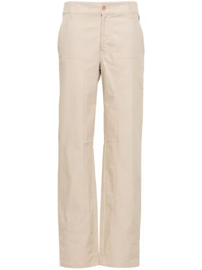 Moschino Logo-tag Trousers In Neutrals