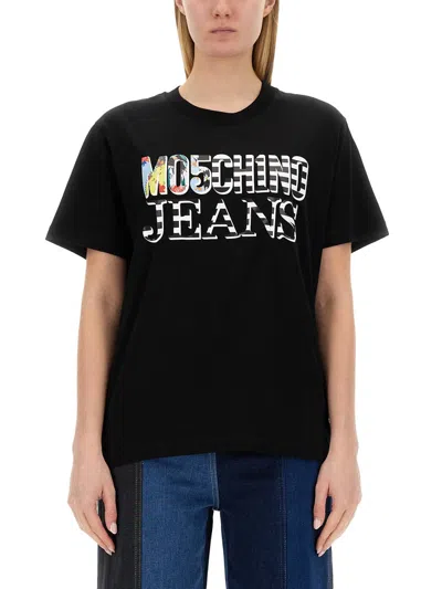 Moschino Jeans Logo T-shirt For Women In Black