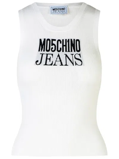 Moschino Logo-print Ribbed Tank Top In White