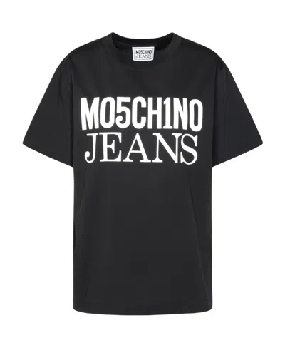 Moschino Jeans Logo-printed Crewneck T-shirt In Black