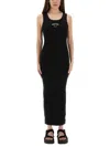 Moschino Jeans Long Dress With Logo In Black